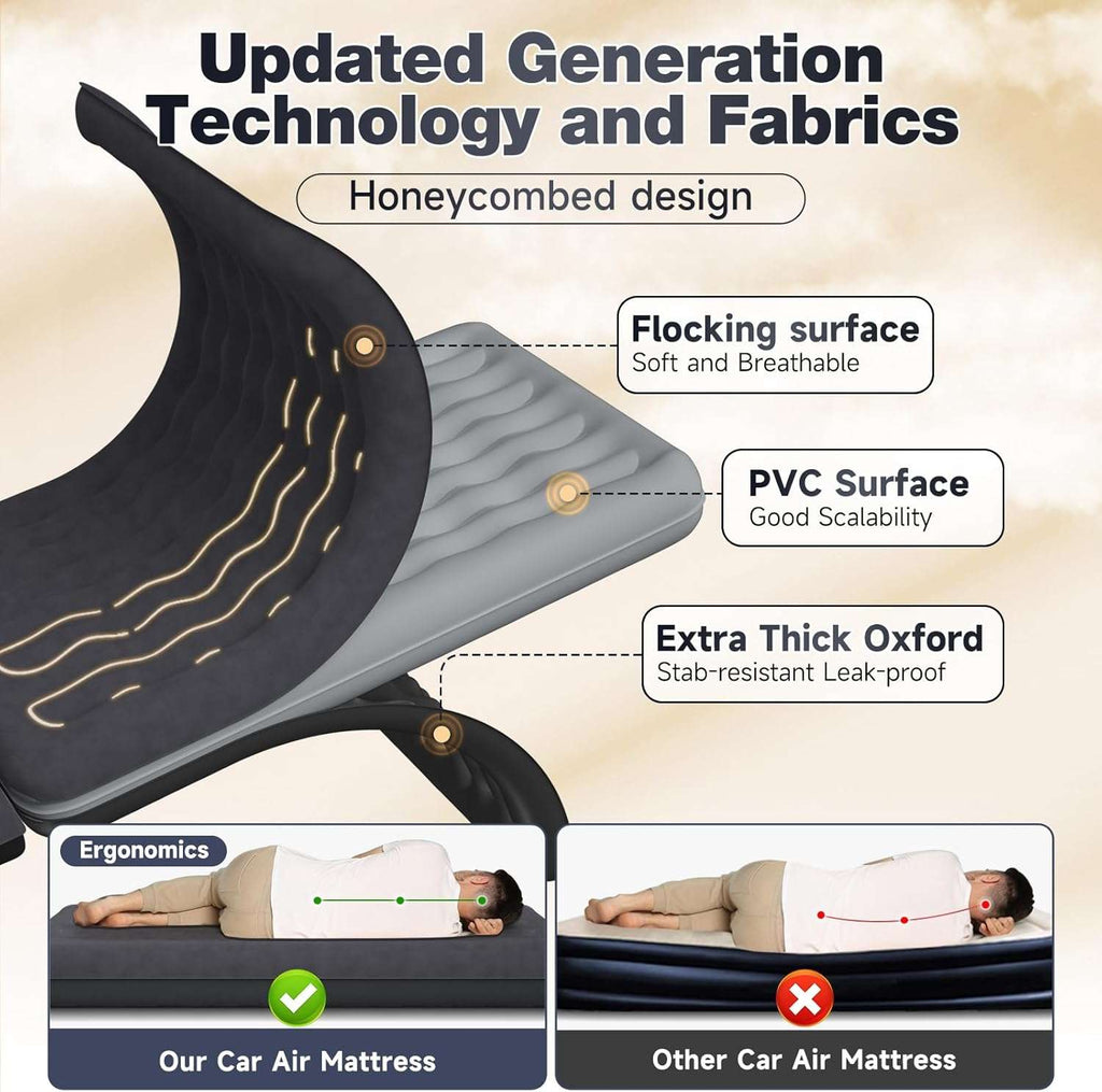 Thicken Backseat SUV/Car/Truck Air Mattress Air Bed Inflatable SUV Truck Mattress -24'' Width/Black