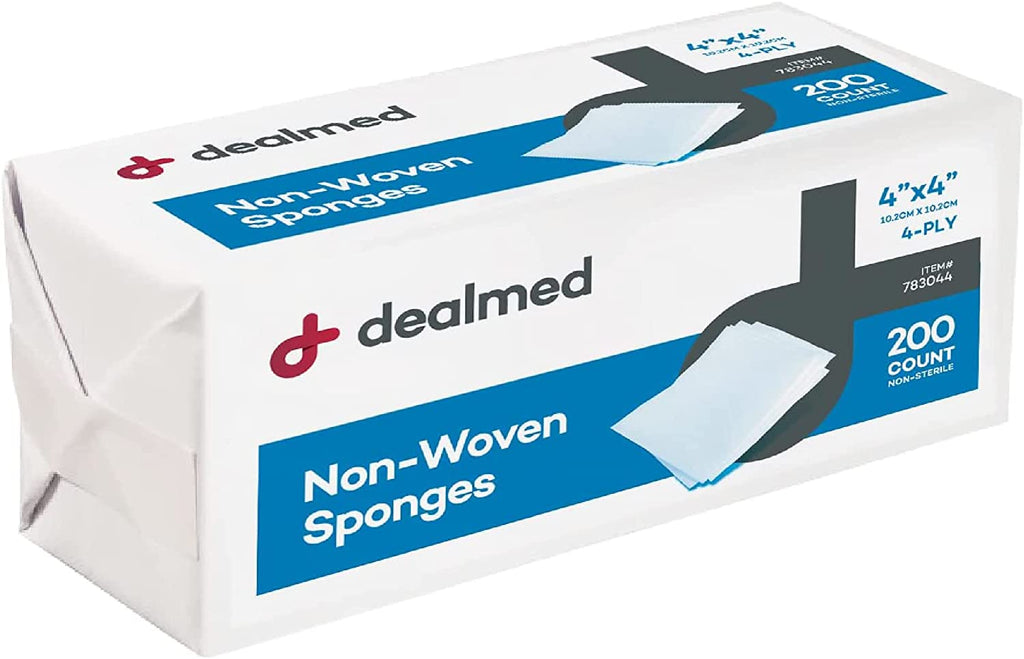 Non-Woven Gauze Sponges - 4-Ply, 4" X 4" All-Purpose Non-Sterile Absorbent Dental Gauze Wound Care for First Aid Kit/Medical Facilities, 200 Count (Pack of 1)