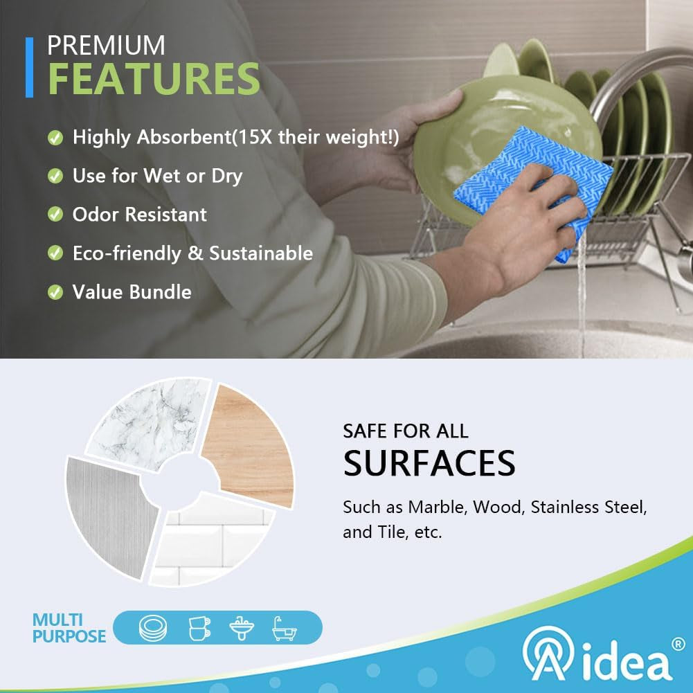 Cleaning Wipes, Multi-Purpose Towel Reusable Cleaning Cloths-80Ct(1 Pack), Domestic Wipes, Dish Cloths-(12''X24'')