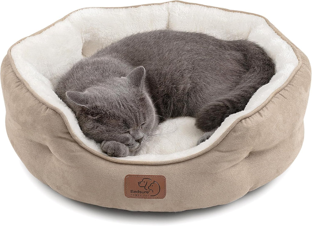 Small Dog Bed Washable,Round Cat Beds for Indoor Cats,20In Came | Soft Plush Pet Bed,Dog Beds for Small Dogs for Puppy and Kittens,Anti-Slip Bottom,Easy to Clean