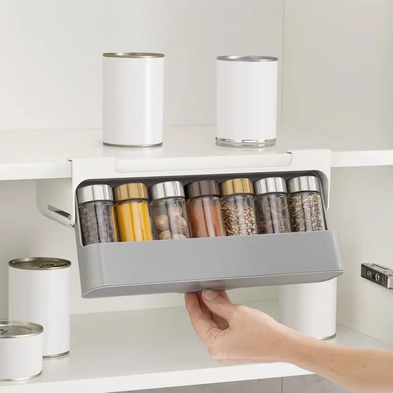 Self-Adhesive Kitchen Spice Rack – Wall-Mounted Storage Organizer for a Clutter-Free Kitchen